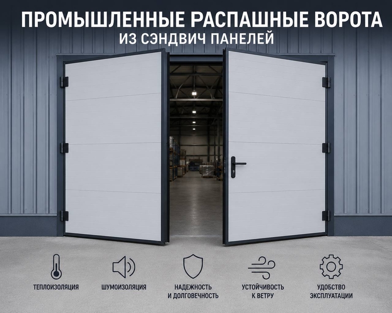 Промышленные распашные ворота 100 мм Пенополистирол