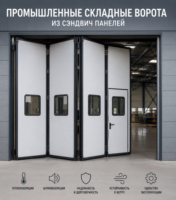 Промышленные складные ворота 60 мм Пенополистирол